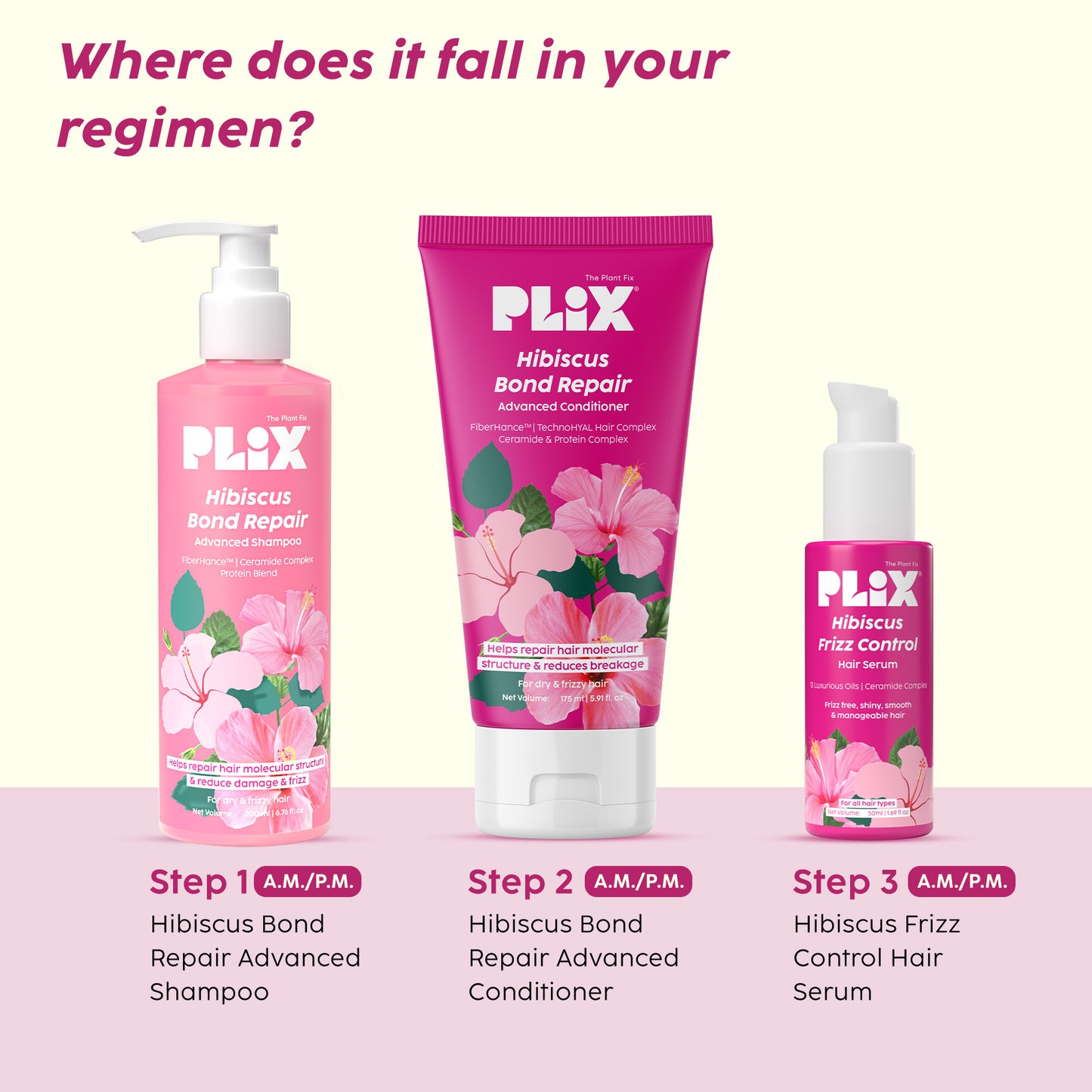 Hibiscus Frizz Control Hair Serum Protects from Heat & Boosts Shine