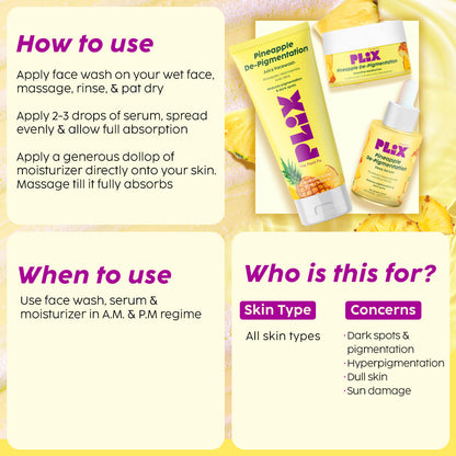 Pineapple De-Pigmentation Face Wash, Serum & Moisturizer Combo